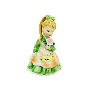 Vintage Lefton Girl Figurine Month Collections April Flower Girl Hand Painted
